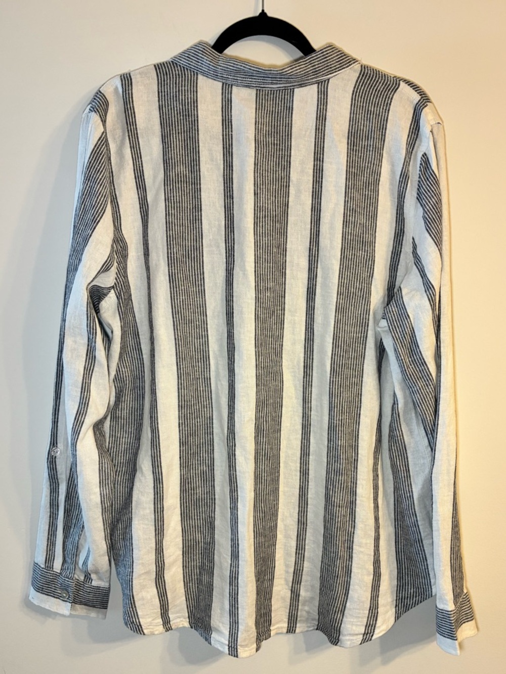 🌿 Orvis Linen Blend Button Down Shirt XL Striped Roll Tab Sleeve NWT - Picture 3 of 13
